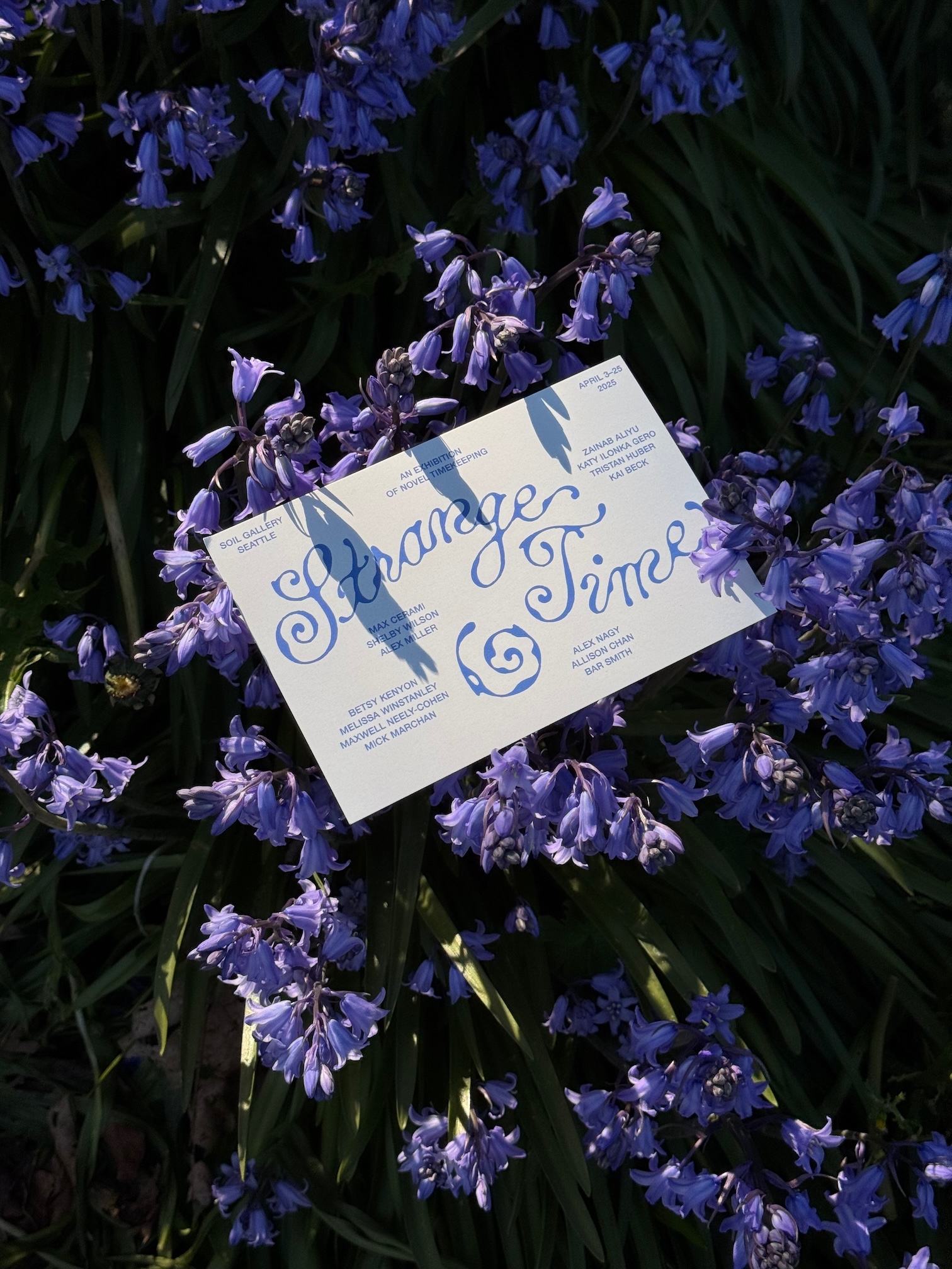 Strange Time exhibition postcard with flowers